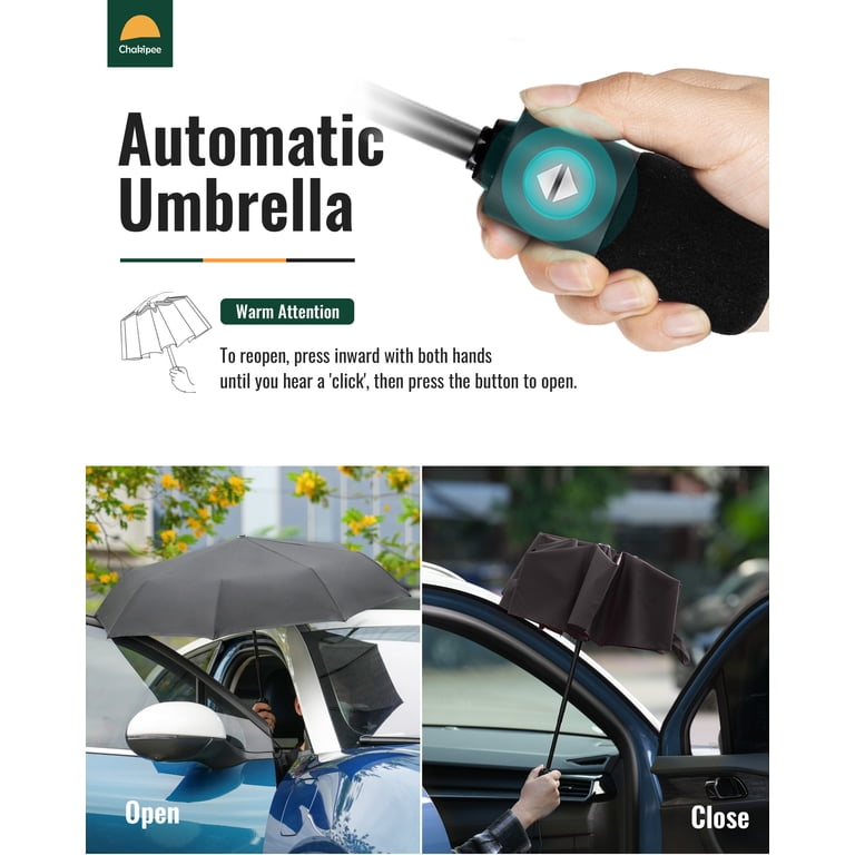 Chakipee Compact Travel Umbrella, 97cm Span, Black photo 7