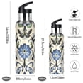 thumbnail image 2 of Yayeee 20oz Insulated Water Bottle Double Wall Stainless Steel with Flip Straw Lid, Blue Floral, 2 of 7