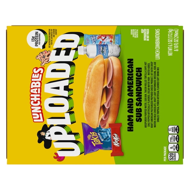 Lunchables Uploaded Ham and American Sub Sandwich Snack Kit, 16.1