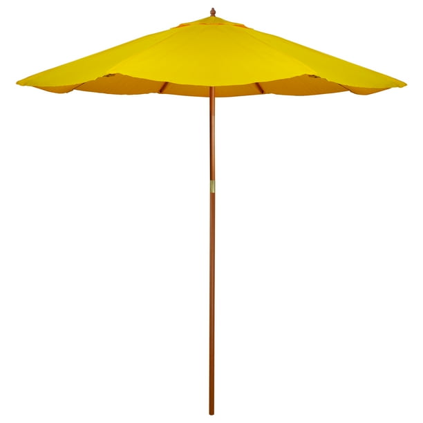 9ft Outdoor Patio Market Umbrella With Wood Pole Yellow Walmart Com Walmart Com