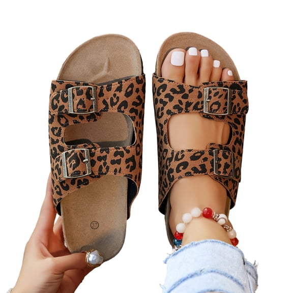 SACFOF Slide Sandals for Women with Soft Cork Footbed and Strap, Ladies Fashion Platform Slide Sandals Comfortable Slip On Style