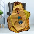 thumbnail image 4 of African Soft Flannel Fleece Throw Blanket, Ornate Nature Inspired Motifs Swirls Camels Lady with Jug Print, Cozy Plush for Indoor and Outdoor Use, 60" x 80", Multicolor, by Ambesonne, 4 of 5