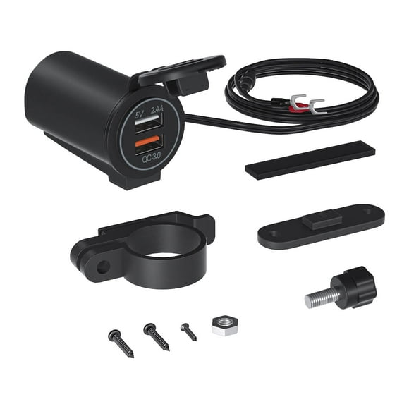 Adaptador de cargador para coche CC 12 V/24 V, montaje en manillar, carga rápida, IP65, resistente al agua Luz naranja