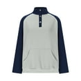 thumbnail image 4 of Women's Quilted Button Front Sweatshirt 2025 | Lightweight Textured V-Neck Pullover | Color Block Casual Top with Pocket, 4 of 6