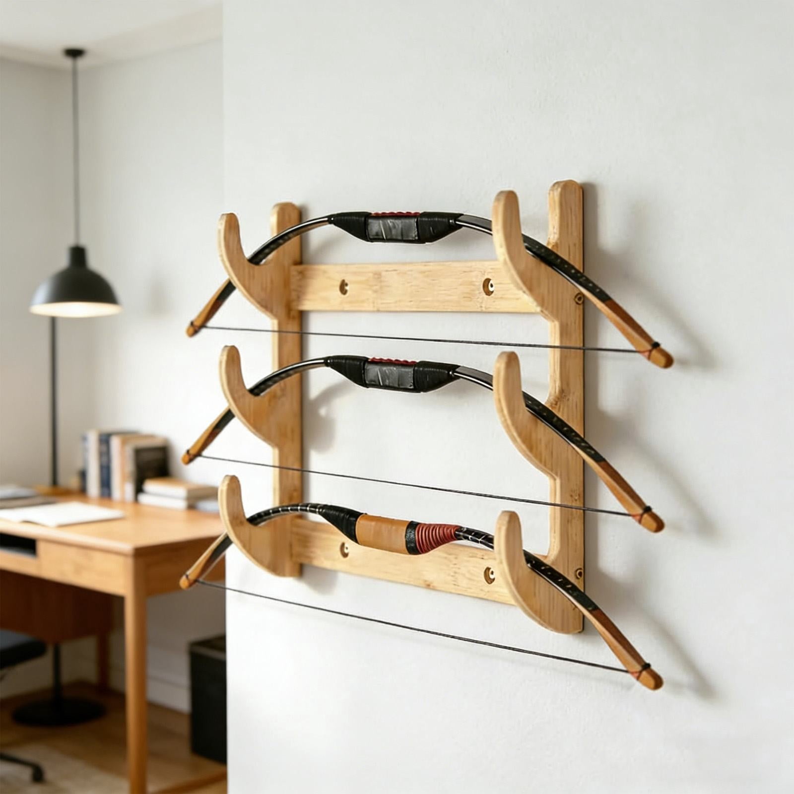 BinKFF Bow Rack Wall Mount Wooden Bow Hanger Bow Hook Wall Mount Bow Storage Rack Universal Bow Holder Stand for Recurve Compound Bow Longbow Shop Display Bow - Not Bow