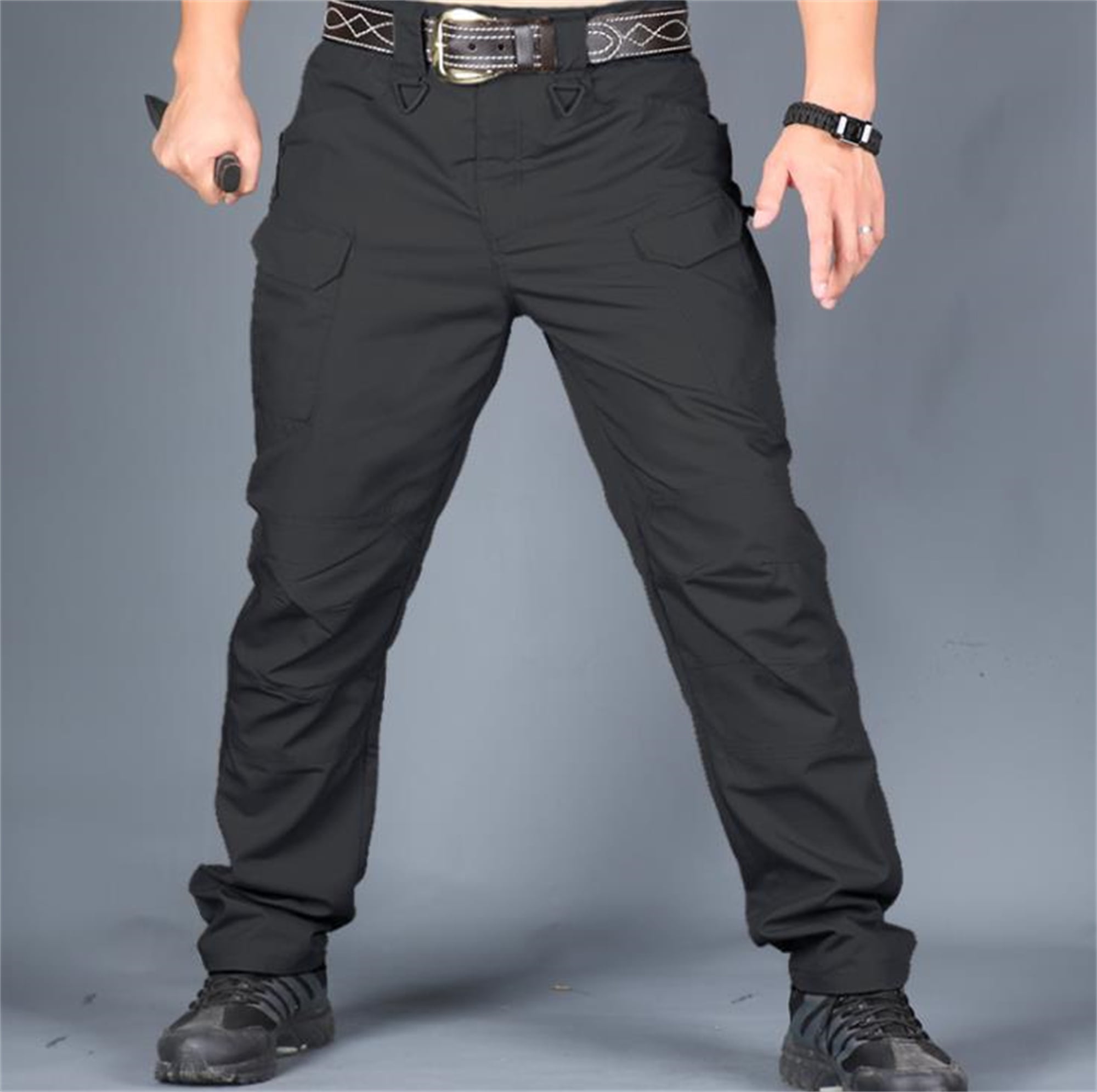2 Pairs Work Trousers Mens Cargo Combat Style Heavy Duty Black Cerber 