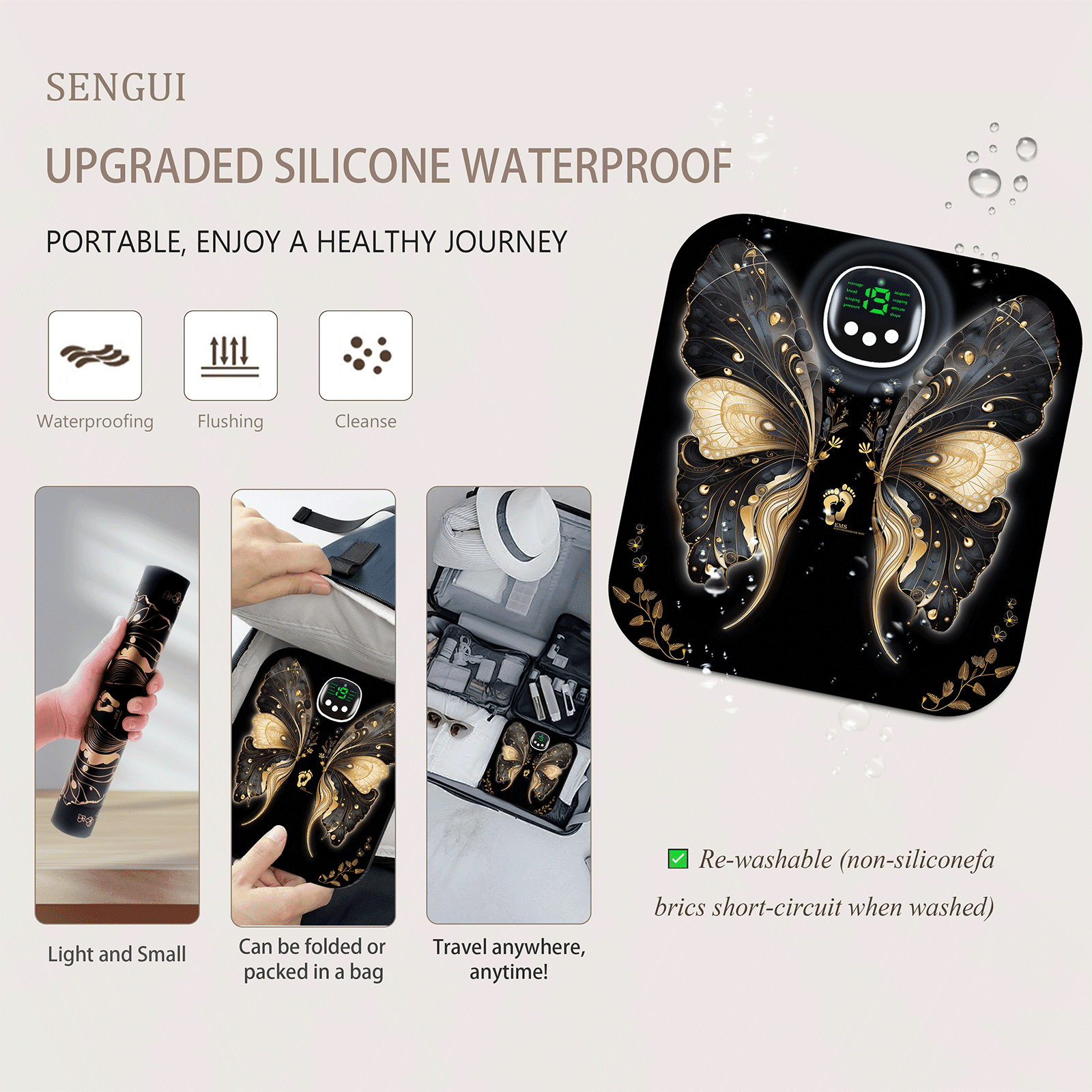 SENGUI EMS Foot Massager Nerve Mat 8 Mode 20 Level - Electronic Pulse Stimulator: Transcutaneous Electrical Nerve Stimulator Massage for Pain Relief & Circulation, with TENS and PMS Unit