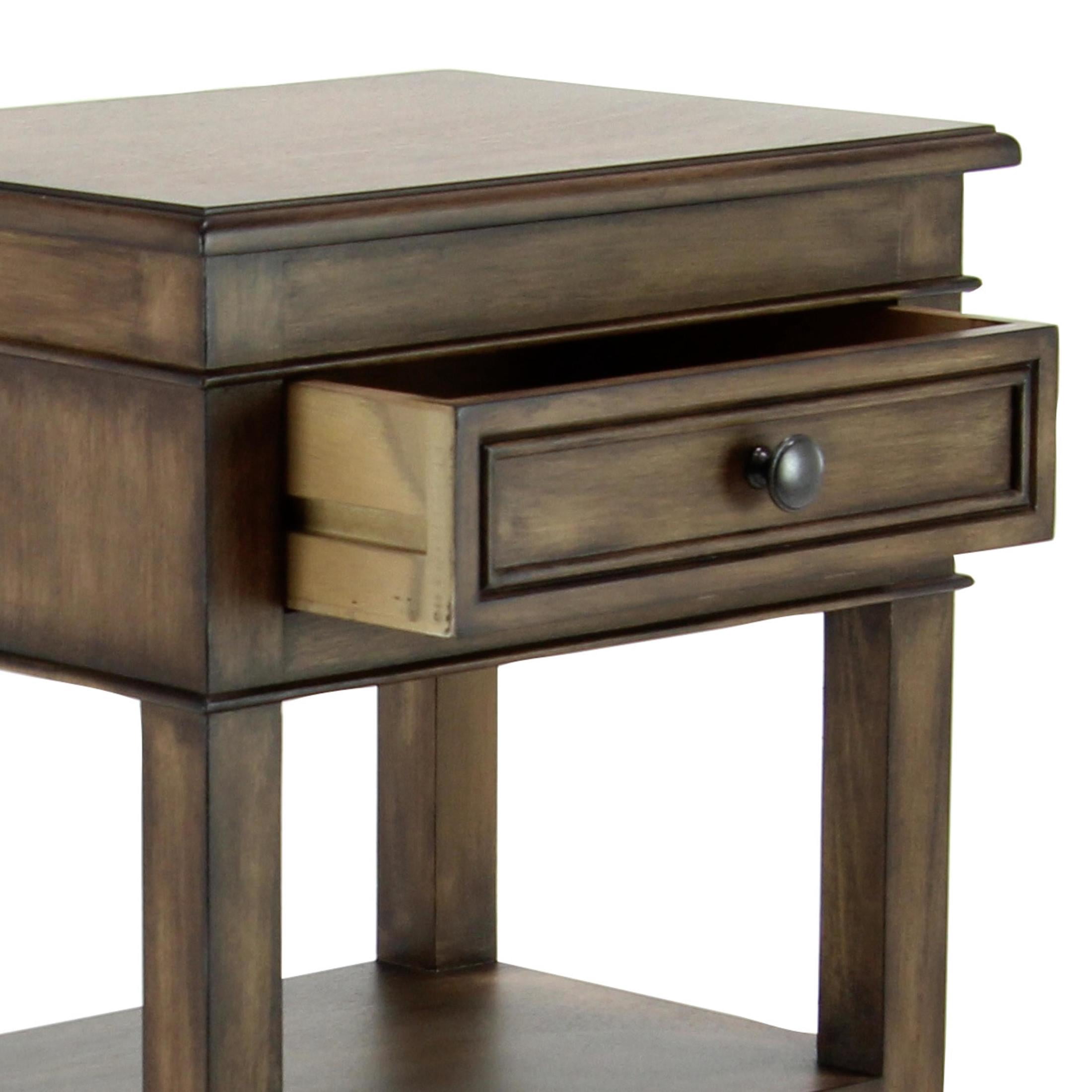 DecMode 16" x 29" Light Brown Wood 2 Drawer Accent Table, 1-Piece