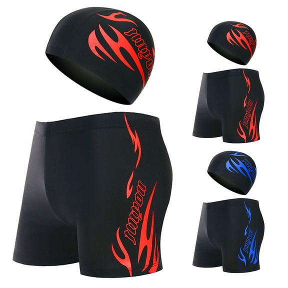2 Pcs/Set Swimming Trunks&Hat - Quick Dry Breathable Elastic Great Stitching Swimming Cap for Swimming Pool