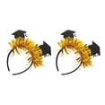 thumbnail image 1 of OULII Graduation Party Headband Set Fixed on Head Gold Ribbons 2Pcs, 1 of 8