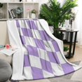 thumbnail image 2 of Fluffy Flannel Checkered Throw Blanket - Soft Buffalo Checkerboard Design Couch Blanket for Relaxing on Sofa Couch Bed - 50x60 inches, 2 of 5
