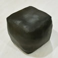 thumbnail image 2 of Square Shaped Goat Leather Handmade Eco-Friendly Green Pouf - Square Shape Pouf, 18" x 18" x 18", Plain Solid Pouf, Goat Leather Pouf, Recycled Cotton Fill Stuffed Pouf, Leather Seating Pouf, 2 of 5