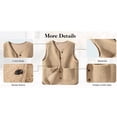 thumbnail image 3 of YUGYXL Women's Fleece Fuzzy Vest Winter Warm V Neck Sleeveless Outerwear Lightweight Casual Waistcoat with Pocket Beige L, 3 of 3