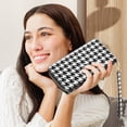 thumbnail image 4 of Fintie Credit Card Holder, 30 Slots Leather Wallet, Large Capacity RFID Wallet, Zip Wallet Phone Holder Clutch Travel Purse with Wristlet Strap, Hold All Cards, Cash, Phone, etc. Houndstooth Black, 4 of 8