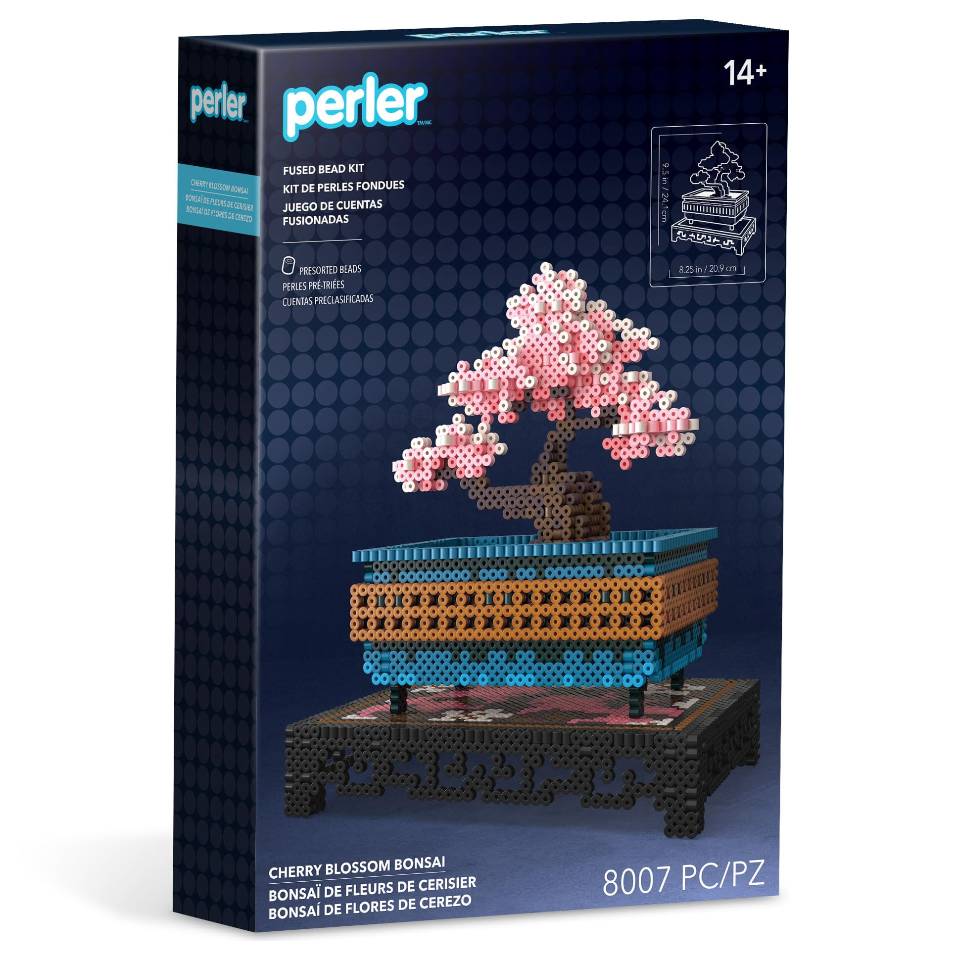 Perler 80-57232 Cherry Blossom Bonsai 3D Fused Bead Craft Activity Kit, Multicolor, 8007 Pieces
