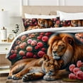 thumbnail image 3 of 2/3pcs 3D Lion Rose Printed Duvet Cover Set Adult Romantic Home Bedclothes Bedroom Decor for Anniversary, 3 of 6