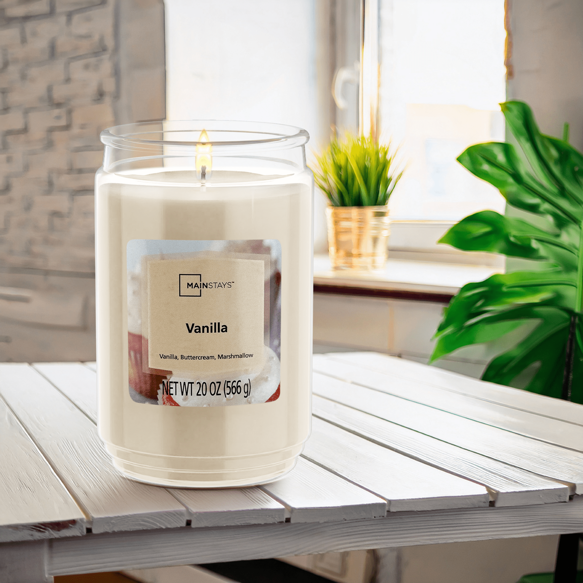 Mainstays Single-Wick Scented Glass Jar Candle, Vanilla, 20oz.