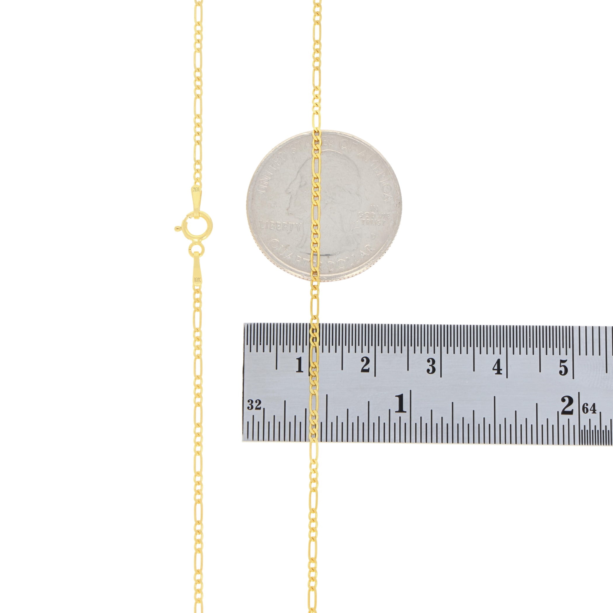 Nuragold 10k Real Yellow Gold Solid Figaro Link 1.75mm Chain Necklace (16"-24") Dainty Italian Jewelry for Men & Women