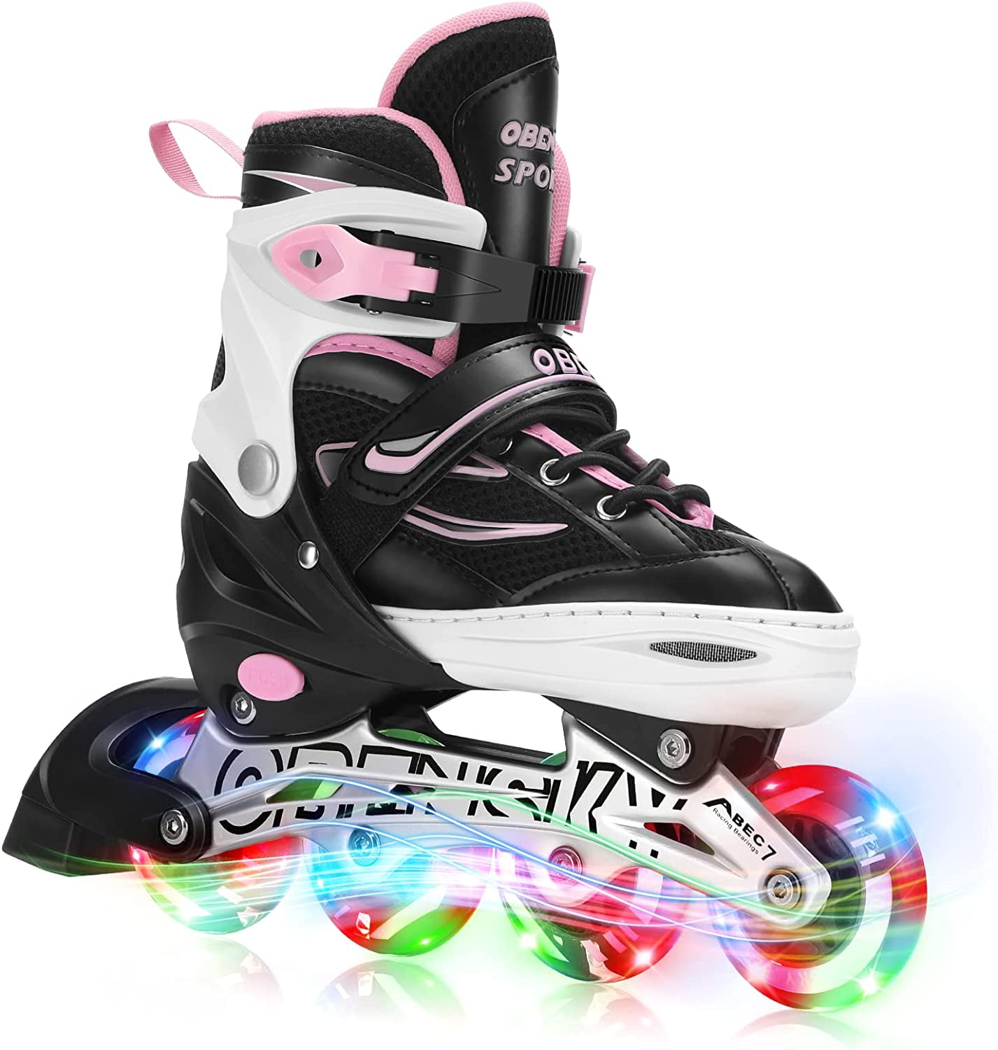 OBENSKY Adjustable Inline Skates, Fun Illuminating Beginner Roller