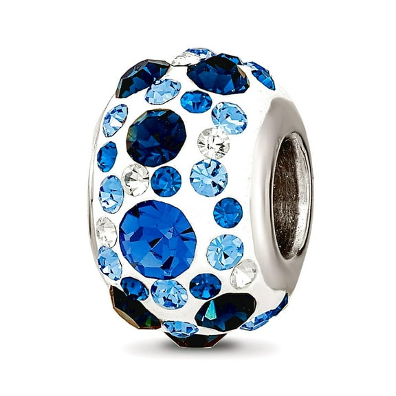 925 Sterling Silver Reflections Rhodium Plated Blue Preciosa Crystal Bead 14.16x9.53mm Wide Charm Pendant Necklace for W