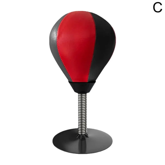 Entraîneur de Vitesse de Boxe de Table pour Maison et Bureau - Balle en PU Réglable avec Tige en Acier à Ressort, Hauteur de 15.74 Po, Base à Ventouse de 6.96 Po, Design Rouge-Noir, Inclus Pompe à Air - Soulagement du Stress et Entraînement Reflexif