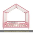 thumbnail image 5 of Montessori Floor Bed with Canopy, Full Bed Frame for Kids, House Shape Toddler Bed Frame with High Railings, Wood Kids Bed with Roof, Kid Full Bed, Pink, 5 of 9