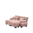 thumbnail image 2 of Cloud Couch Sleeper Sofa for Living Room, Chenille 2 Seater sofa with 2 Lumbar Pillows and 2 Throw Pillows, Upholstered Wide Arm Sofa with 2 Ottomans (Pink), 2 of 11