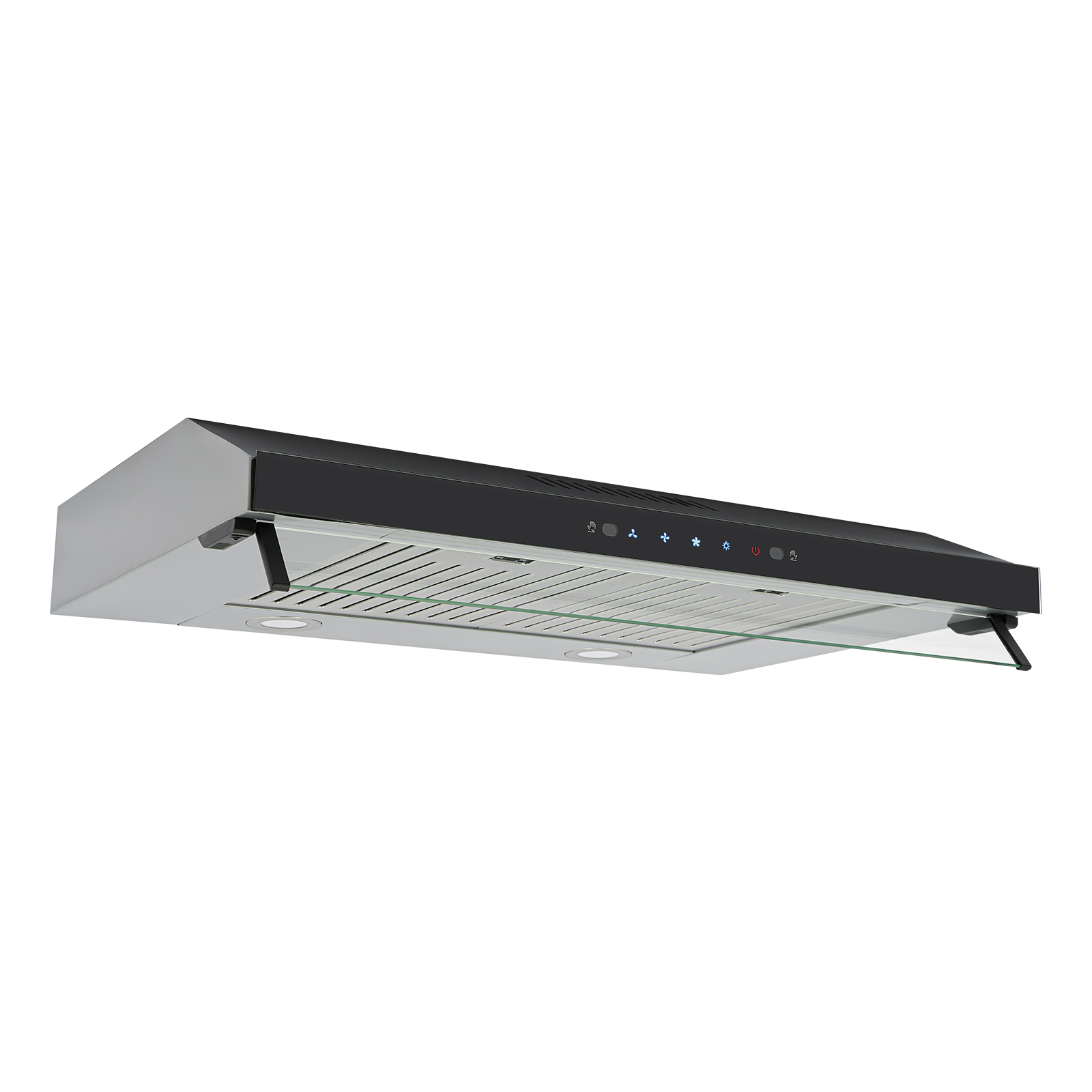Under Cabinet Cooker Hood, 75cm Silver Stainless Steel, 900CFM Powerful Airflow, 3-Speed Adjustable, Touch Control & Gesture Sensing, LED Lighting, Ducted/Ductless Installation