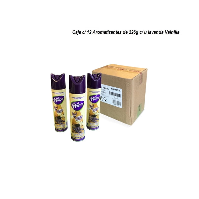 Aromatizante aerosol Wiese lavanda/vainilla Caja c/ 12 Aromatizantes de 226g c/ u Wiese NAEHO55