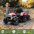 thumbnail image 2 of Xuanlur 24V Ride on Tractor with Remote Control, 24V Ride on Toy for Big Kids 3+, Kids Electric Vehicles Power Car Wheels with 400W Motor, USB, LED light, Bluetooth, 3 Speed Adjustable (Pink), 2 of 6