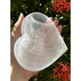 thumbnail image 4 of Large Selenite Heart Bowl, 5" Selenite Heart Shaped Dish Bowl With Pedestal, Crystal Polished Cleansing Charging Healing Gemstone Bowl, 4 of 6