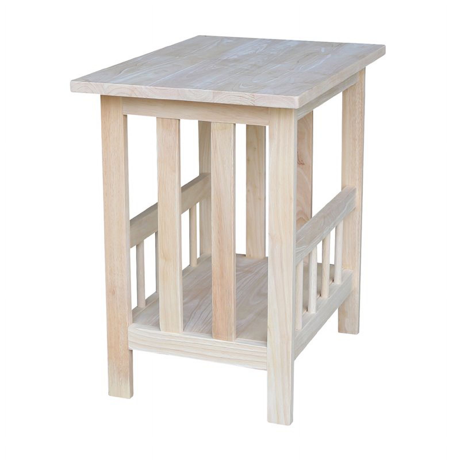 International Concepts Solid Wood Unfinished Mission Magazine End Table