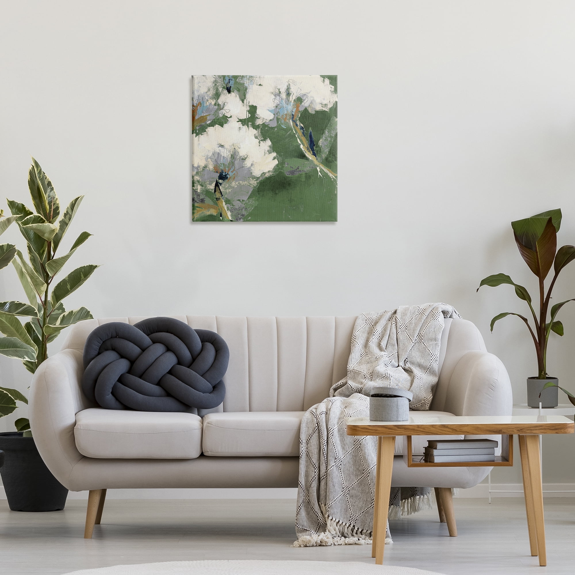 Stupell Industries Green & White Botanicals Plants & Flowers Painting Wrapped Canvas Art Print Wall Art, 24 x 24
