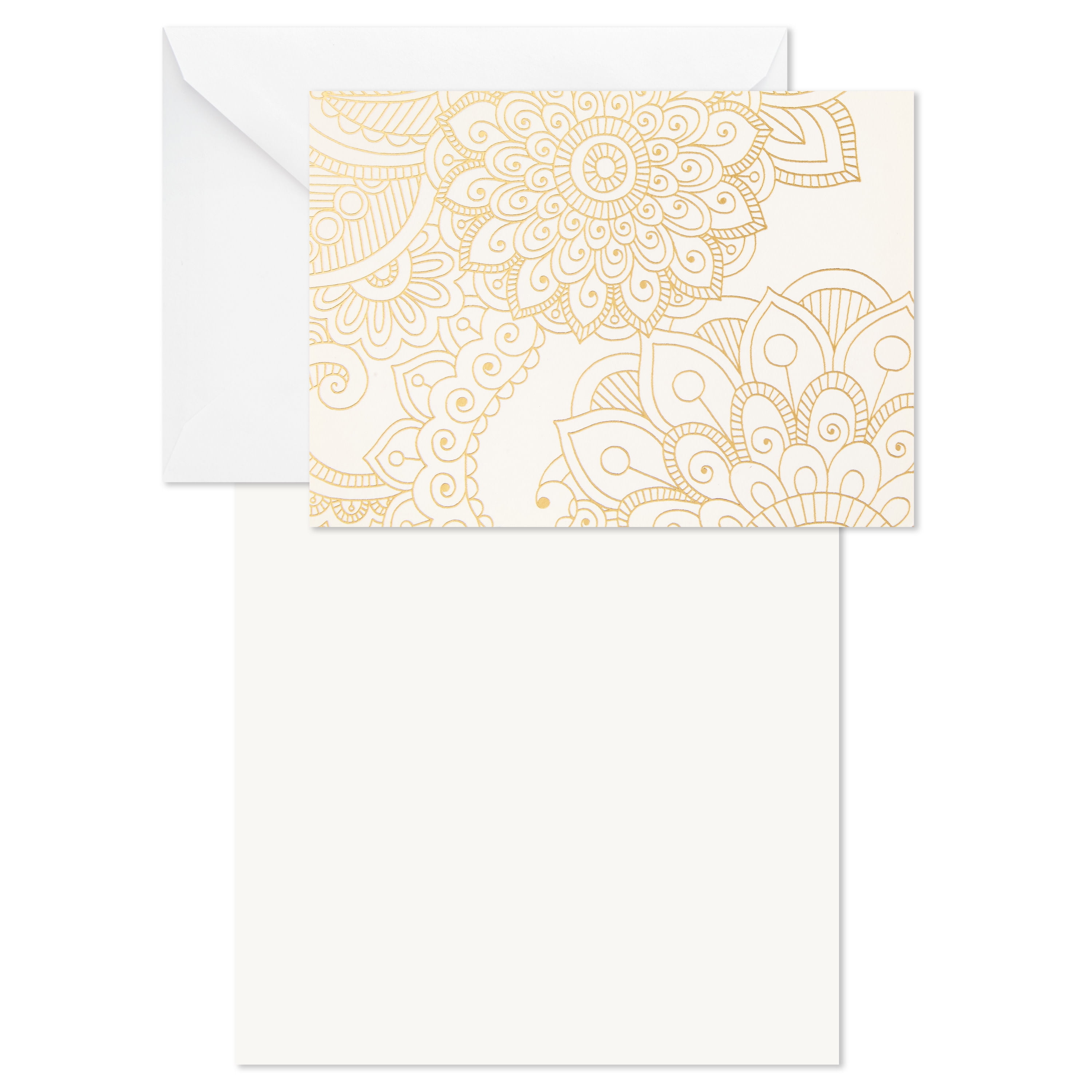 Hallmark Blank Notes (Gold Floral Mandala), 12 Count