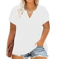 thumbnail image 2 of Fanxing Plus Size Summer Tunics For Women White Short Sleeve Curvy Shirts Loose Fitting Swing Tops for Full-figured Ladies, 2 of 7