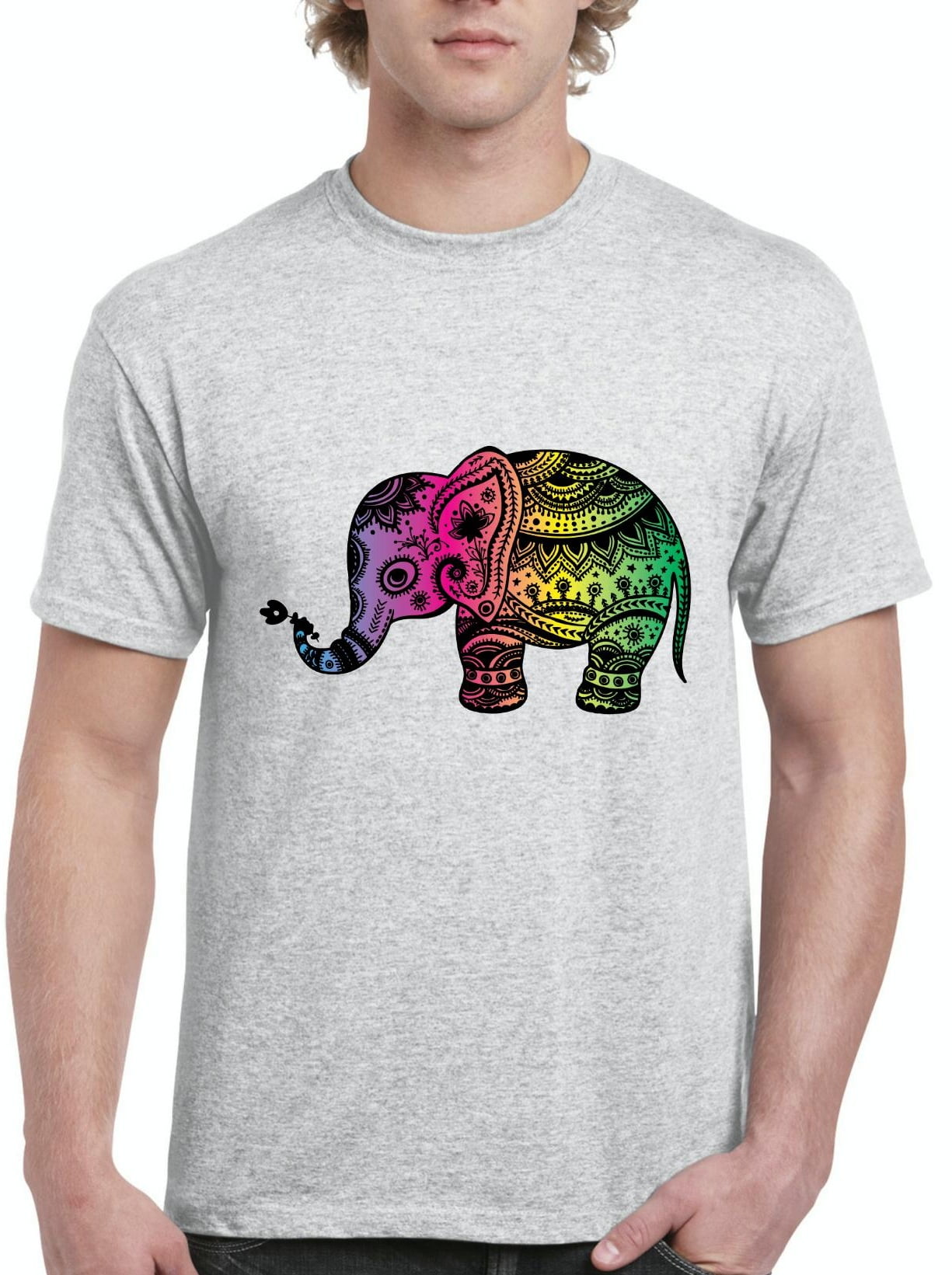 Artix - Mens Colorful Happy Elephant Short Sleeve T-Shirt - Walmart.com ...