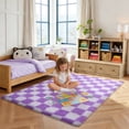 thumbnail image 2 of ZENELESS Checkered Fluffy Area Rugs for Living Room,4x6 White and Purple Soft Plush Carpet for Bedroom Bedside Kids Teen Dorm Nursery Home Decor, 2 of 7