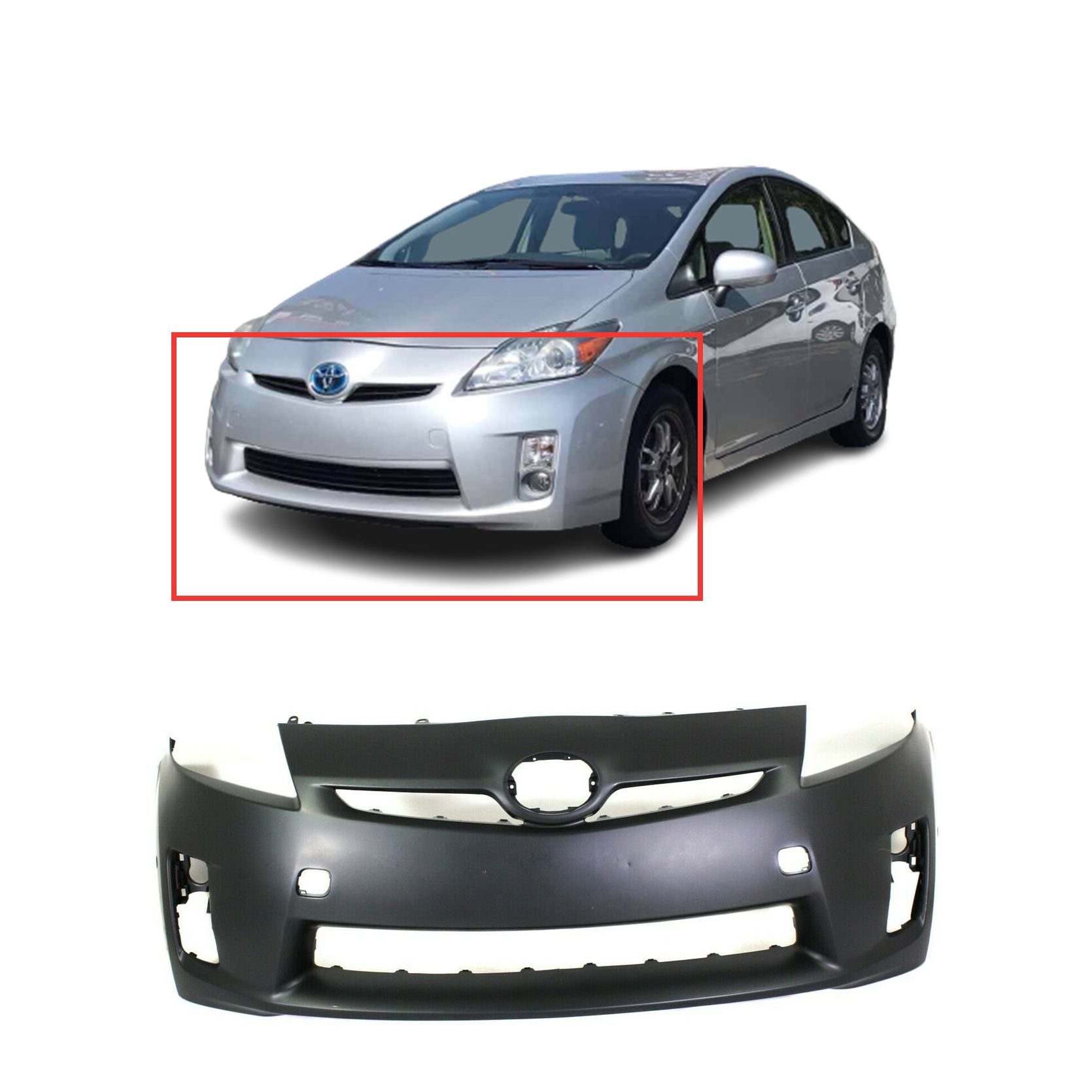 Front Bumper Cover For 20102011 Toyota Prius w Park Sensor/fog light