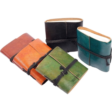 TUZECH Handmade Leather Bound Book of Shadows Mini Leather Journal Notebook Blank Unlined Small Pocket Tiny Journal For Office||Artist|| Architect|| Vintage Diary for Women and Men - Set Of 5, Small
