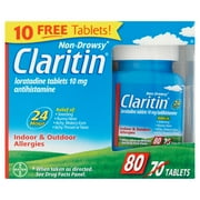 Claritin 24 Hr Non-Drowsy Allergy Relief Tablets 10 mg, 80 Ct