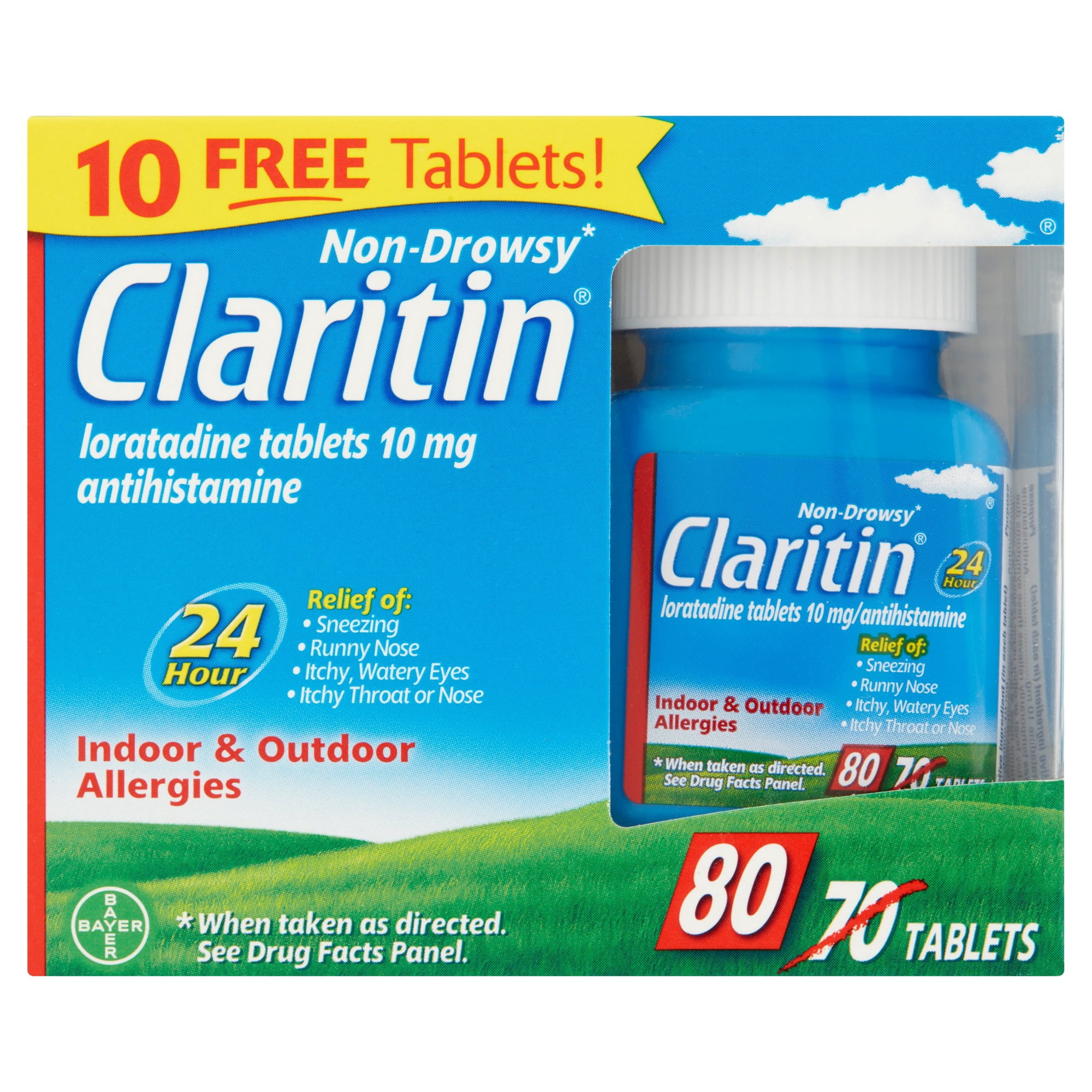 Claritin 24 Hr Non-Drowsy Allergy Relief Tablets 10 mg, 80 Ct