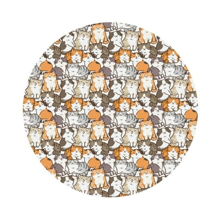 

Coaee Cartoon Cat 1 Print Leather Coasters Set of 6 Non-Slip Washable Cup Coasters for Home Office Bar Round Shape