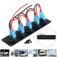 thumbnail image 2 of Trayknick 5 Gang Round Blue LED Dash Rocker Toggle Switch Panel for Boat Yacht Marine Car, 2 of 12