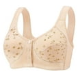 thumbnail image 3 of ALLLIST Plus Size Bras for Women Wirefree Front Closure Sleep Seamless Yellow Floral Bralette Ladie Bras Size L-5XL, 3 of 4