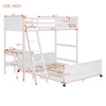 thumbnail image 5 of Bellemave Twin Over Full Bunk Bed with Desk and Storage Drawers, Solid Wood L-Shaped Loft Bunk Bed Frame for Teens Adults (White), 5 of 9