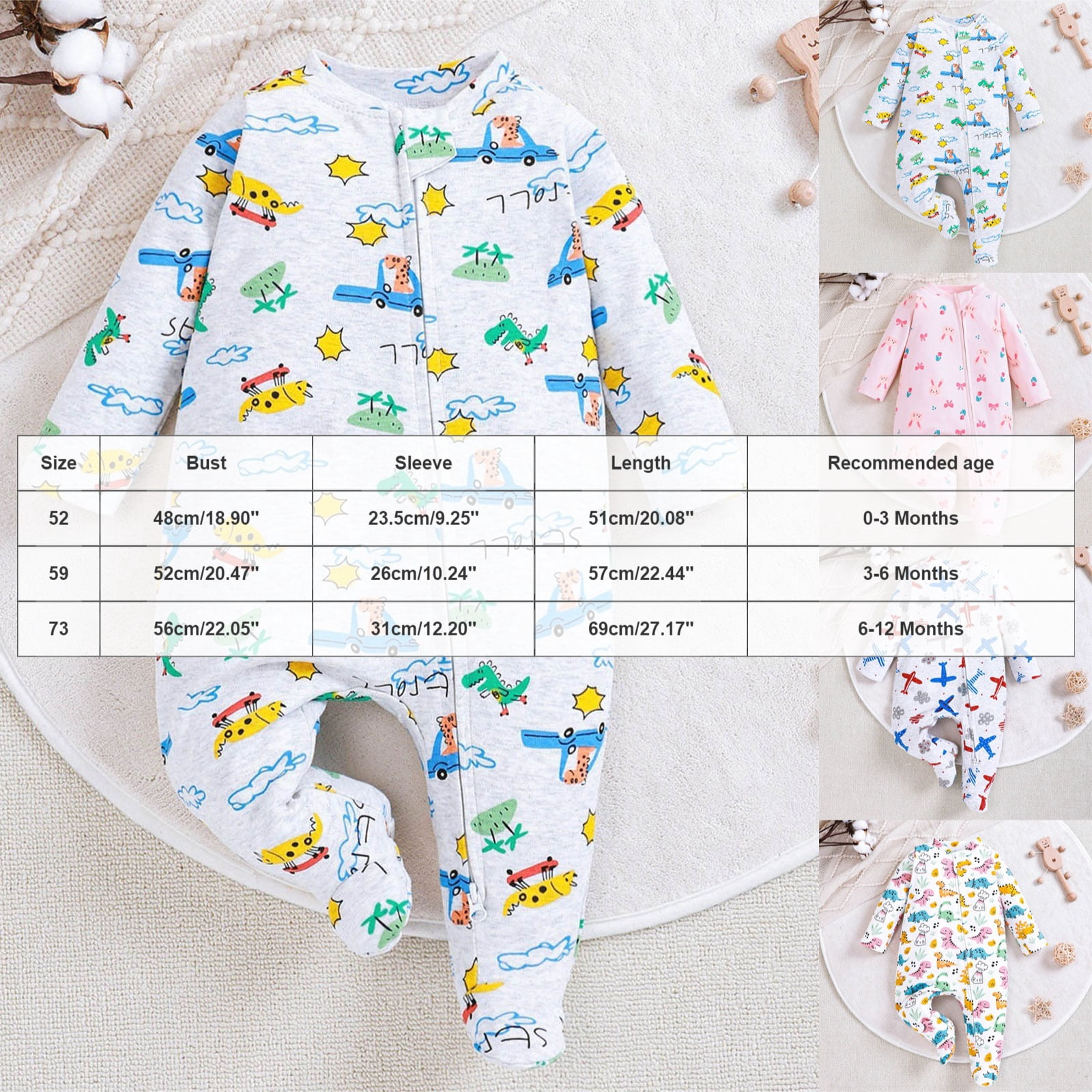 enyan Baby Boy Girl Outfits Footie Pajamas Zip Front Footed Sleep N Play Sleepwear Nightwear Newborn Boys Girls Pjs（Green,3-6 Months）