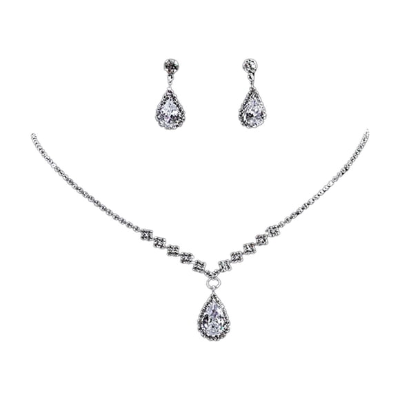 Cheapark Delicate Collarbone Necklace and Earrings Jewelry Set Sparkling Sweet Design Gift Timeless Accessory Valentine's Day R omantic Gift for Her