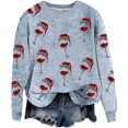 thumbnail image 1 of WEAIXIMIUNG Chandails Courts pour Femmes Automne/hiver Mode Chandail d'Extérieur Col Rond Imprimé de Noël Tricot Grossier Chandail à Enfiler Chandail à Capuchon Haut, 1 of 5