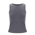 thumbnail image 5 of Hpapadks Tank Tops for Women 2025 Solid Sleeveless Tight Bottomed Shirt Crew Neck Racerback Top Camisole Tops for Women Dark Gray L, 5 of 7