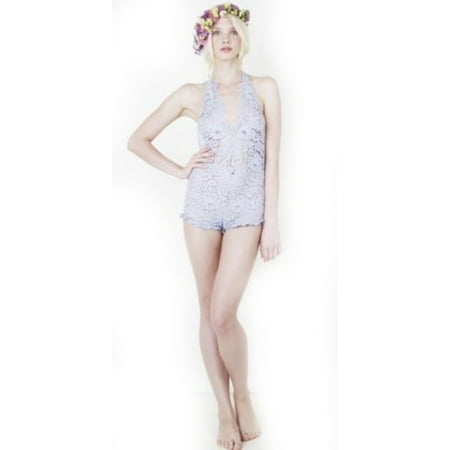 Zinke Intimates Women's Halter Lace Daisy Jumper, Large, Pastel Blue